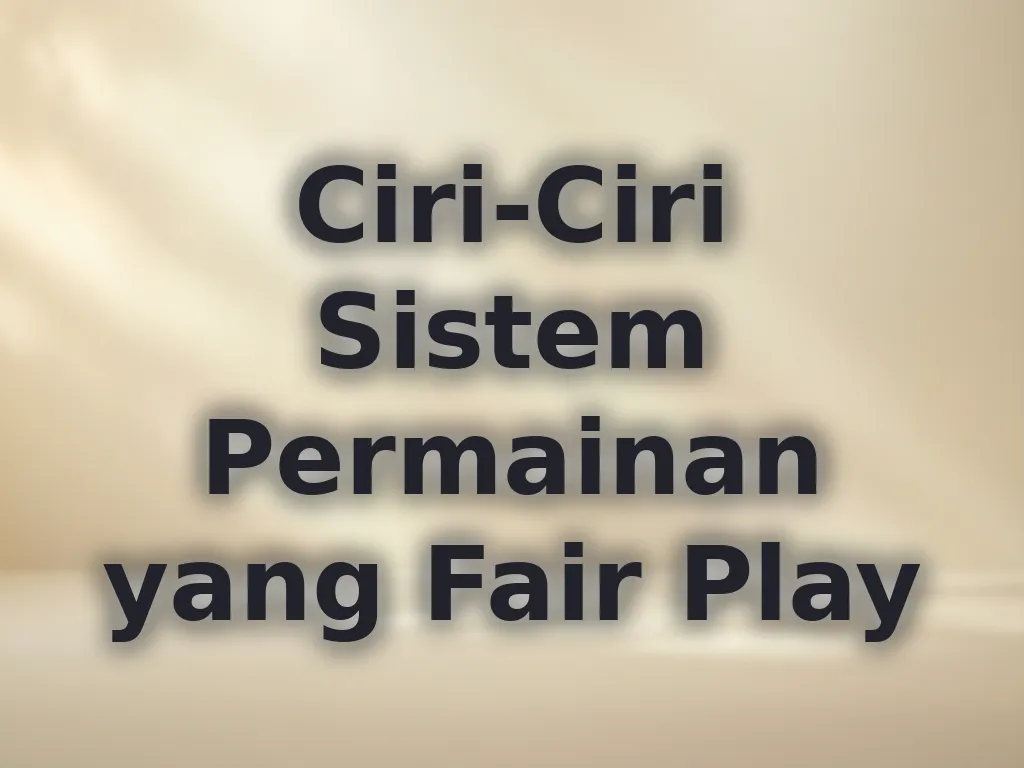 Ciri-Ciri Sistem Permainan yang Fair Play